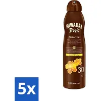 Hawaiian Tropic - Zonnebrand - Island Glow Dry Oil Continuous Spray SPF 30 - Hydraterend & Beschermend - 177 ml - Bulkverpakking - 5 stuks