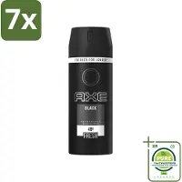 Axe 7 x Deodorant Bodyspray Black 150 ml - Grootverpakking - Deo Black Spray - Anti-transpirant - Zweetgeur - Bodyspray - Sandelhout Geur