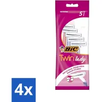 BIC – Twin Lady – Scheermesjes – Dubbelzijdig – Wegwerpscheermesjes – 5 scheermesjes – Voordeelverpakking – 4 stuks