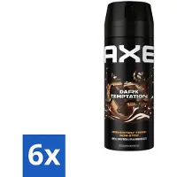 Axe 6 x Deodorant Bodyspray Dark Temptation 150 ml - Deodorant - Deodorant Bodyspray - Geurbeheersing - Donkere Chocolade - Kruiden