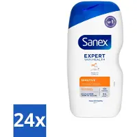 Sanex 24 x Douchegel Expert Skin Health Sensitive 400 ml - Gevoelige Huid - Douchegel - Huidverzorging - Milde Reiniging - Whey Proteïne