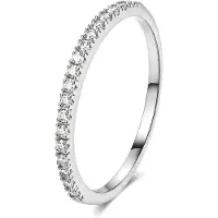 LGT JWLS Zilverkleurige Smalle Damesring met Rij Zirkonia - 19mm