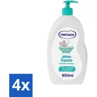 Nenuco 4 x - Jabon Líquido - Vloeibare Zeep - Originele Geur - Met Doseerpomp - 650 ml - Vloeibare Zeep - Handzeep - Douchegel - Badschuim - Baby Huid
