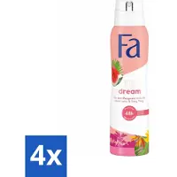 Fa Pflege 4 x Deodorant Spray Fiji Dream 150 ml - Deospray - Anti-transpirant - 48 Uur Bescherming - Watermeloen - Ylang Ylang