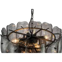 Ptmd Vila Gunmetal Glass Hanging Lamp Round S