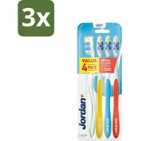Jordan 3x Tandenborstel Total Clean Soft 4-pack 4 stuks