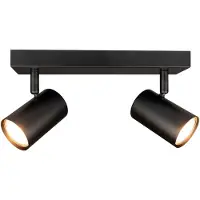 LEDVION LED Plafondspot Zwart 2-lichts Rechthoek GU10 3W warm wit