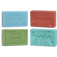 Le Chatelard 1802 Marseille zeep set van 4 - Marine Menthe Patchouli en Olive - Savon de Marseille