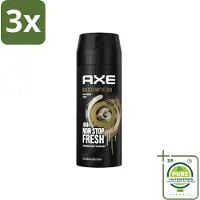 Axe 3 x - Deodorant Bodyspray - 48hrs Non Stop Fresh - Gold Temptation - Gold Amber - 150 ml - Grootverpakking - Gold Temptation - Deodorant Bodyspray - Frisheid - Geur - Geurbescherming