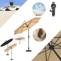 PURPLE LEAF ronde parasol – Parasol voor het balkon of terras met centrale stok – In hoogte verstelbaar – Beige – UV50+