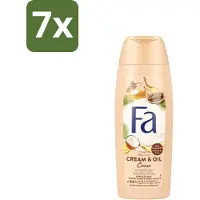 Fa 7 x - Douchecrème - Room & Olie Kokosnuss Kakaoboter - Verzachtend & Voedend - 250 ml - Douchecrème - Kokosnoot - Cacaoboter - Natuurlijke Ingrediënten - Verzorgende Douche