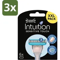Wilkinson 3 x - Navulmesjes Intuition Sensitive Touch - Met Verzorgende Gel - 6 scheermesjes - Scheermesjes - Gevoelige Huid - Verzorgende Gel - Aloe Vera - Vitamine E