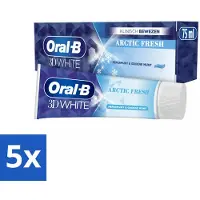 Oral-B 5 x Tandpasta 3D White Arctic Fresh 75 ml - Tandpasta Whitening - Wittere Glimlach - Frisse Adem - Tanden Reinigen - Glazuur Bescherming