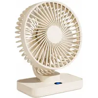 VHV -Bureauventilator met LED-Display - Oplaadbare Ventilator met 5 Snelheden - Oscillerende Tafelventilator - Stille Ventilator voor Thuis en Kantoor - Crèmewit