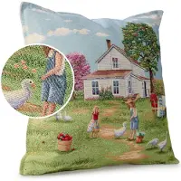ANRO Boerderij Sierkussen 45x45 cm - Jacquard gobelin