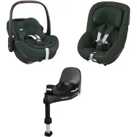 Maxi-Cosi 360 Pro Family bundel - Inclusief Pebble 360 Pro², Pearl 360 Pro-autostoelen met uitschuifbare, draaibare FamilyFix 360 Pro-base - vanaf de geboorte tot 4 jaar, Green