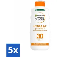 Garnier 5 x - Ambre Solaire - Hydraterende Zonnebrand Melk - SPF 30 - 200 ml - Voordeelverpakking - 5 stuks