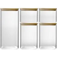 Famanu – Glazen voorraadglazen set van 6 stuks (0,5 l, 1,2 l, 2 l), ideaal voor het opbergen van voedsel en ingrediënten