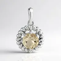 Cavill - Zilveren Hanger 925 Sterling Zilver Rhodium - Oregon Zonnesteen 0,697 ct - Ronde Natuurlijke Edelsteen - Elegante Dames Sieraden