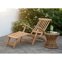 Teakea deckchair massief teak met afneembare voetenbank 5 standen verstelbaar