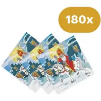We Fiesta 180x Sinterklaas Servetten 33x33cm FSC 3-laags - Papieren Lunch servetten Sint - Pakjesavond Tafeldecoratie