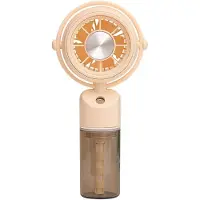 VHV -Mini-Ventilator met Verneveling - Handventilator met Waterspray en USB-Oplaadfunctie - Draagbare Bureauventilator voor Zomer en Reizen - Compact Design - Crèmekleurig