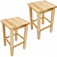 Begryf Kruk - naturel - grenenhout - 30 x 30 x 46 cm - set van 2
