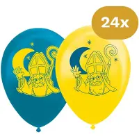 We Fiesta 24x Sinterklaas Ballonnen 12 inch / 30cm - Latex Ballonnen Print Sint - Decoratie Versiering Pakjesavond