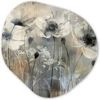 MuchoWow Organische wanddecoratie 40x40 cm - Organisch schilderij Bloemen - Planten - Grijs - Abstract - Muurdecoratie woonkamer - Kamer decoratie - Schilderijen - Muurcirkel aesthetic