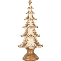 Clayre & Eef Kerstdecoratie Beeld Kerstboom Ø 13x30 cm Wit Kunststof