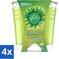 Glade 4 x - Geurkaars - Bamboo Bliss Song - Frisse Geur & Relaxatie - 129 g - Bamboo Geur - Rustgevende Geur - Natuurlijke Geur - Ontspanning - Sfeer