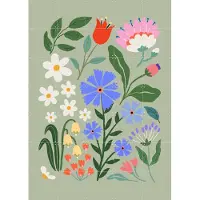 IXXI Cornflower Meadow, Katarzyna Gąsiorowska & Various - 100 x 140 cm - Gratis ophangtool - Grote wanddecoratie en posters - Illustraties, Speels