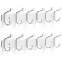 Famanu – Set van 2 wandkapstokhaken met 6 haken, metalen kapstokhaken, wandkapstok voor jassen, tassen, hoeden en sjaals, voor slaapkamer, kledingkast, badkamer en keuken, wit