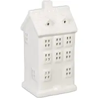 Famanu – Theelichthouder huisje voor 1 theelichtje, porselein, wit, afmetingen HxBxD: 14,5 x 7 x 6 cm