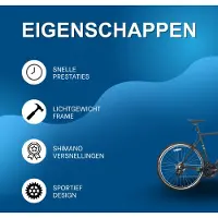 Happiq Racefiets – Voor heren, racegebruik – Aluminium frame, Shimano 14 versnellingen – Zwart, maat M (57 cm)