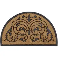 Famanu – Halfronde deurmat van kokos, 100 x 60 cm, met antislip, ideaal voor binnen en buiten, schoonloopmat in bruin