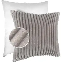 ANRO Sierkussen Lichtgrijs 30x50 cm - Ribfluweel - Inclusief vulling