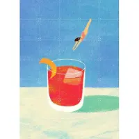 IXXI Negroni, Henry Rivers - 100 x 140 cm - Gratis ophangtool - Grote wanddecoratie en posters - Illustraties, Speels, Kleurrijk, Modern, Cartoonesk
