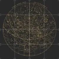 IXXI Visible Heavens Dark, Aster Edition - 80 x 80 cm - Gratis ophangtool - Grote wanddecoratie en posters - Illustraties, Technische Tekening