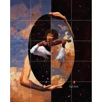IXXI Split Mirror, Vineet Suresh - 80 x 100 cm - Grote wanddecoratie en posters - Digitale Kunst, Geometrische Kunst, Modern, Minimalisme