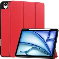 Mobigear Tablethoes geschikt voor Apple iPad Air 13 Inch (2026) Hoes | Tri-Fold Bookcase + Stylus Houder - Rood