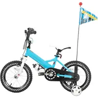 Happiq Kinderfiets – Voor meisjes 2–7 jaar – Met poppenfietszadel, streamers, vlag en nummerplaat – Blue-12 Inch