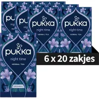 Pukka Tea Night Time - 120 Theezakjes - Biologische Kruidenthee - Nachtrust - Lavendel - Slaapthee - 6 x 20 zakjes - Thee Voordeelverpakking
