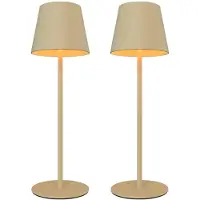 LEDVION – 2x Oplaadbare Tafellamp Nyra – LED - Beige – Dimbaar – IP54 – USB
