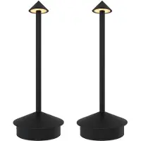 LEDVION - 2x Oplaadbare Tafellamp Alba - LED - Zwart - Dimbaar - IP20 - USB