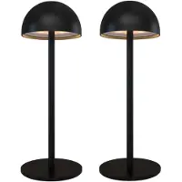 LEDVION - 2x Oplaadbare Tafellamp Vita - LED - Zwart - Dimbaar - IP54 - USB