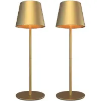 LEDVION – 2x Oplaadbare Tafellamp Nyra – LED - Goud – Dimbaar – IP54 – USB