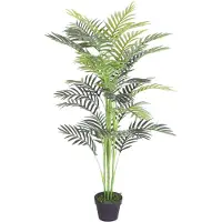 Decovego Kunstmatige palmboom, waaierpalm, decoratieve kamerplant, kunstboom in een plastic pot, 120 cm,