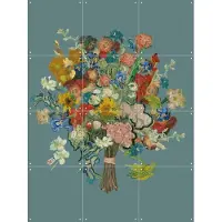 IXXI Vincent's bloemen - blauw, Vincent van Gogh (1853 - 1890) & Van Gogh Museum - 60 x 80 cm - Gratis ophangtool - Grote wanddecoratie en posters -