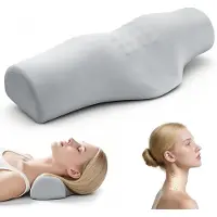 Snq Neksteunkussen - Cilindervormig kussen - 50×21×9 cm - Verlicht nekpijn, bevordert de slaap, vermindert stress en ontspant de schouders - Traagschuim - Grijs